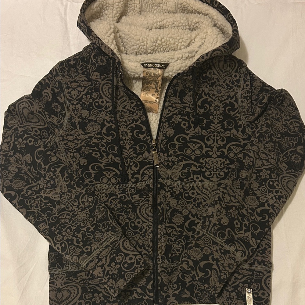 Black Paisley Patterned Hoodie